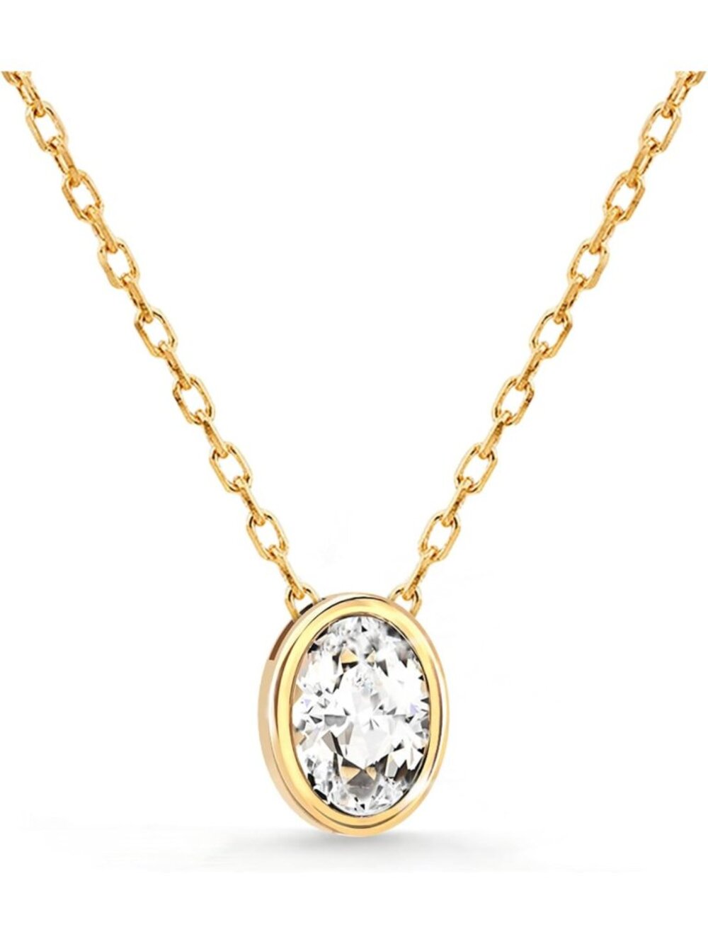 Elegant 925 Sterling Silver Bezel Necklace with Gold Plated Pendant - Timeless